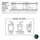 Nutrition facts and how-to-mix diagram for a kosher salt product. The top section shows a nutrition label with serving size 1 scoop (1.